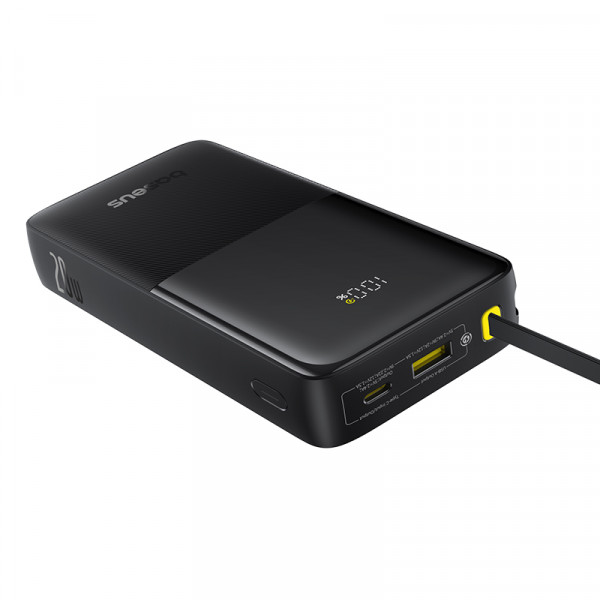 Зовнішній акумулятор Baseus Bipow 2 Digital Display Power Bank With Built-in USB-C Cable 20000mah 20W Cluster Black (P10077101113-01)