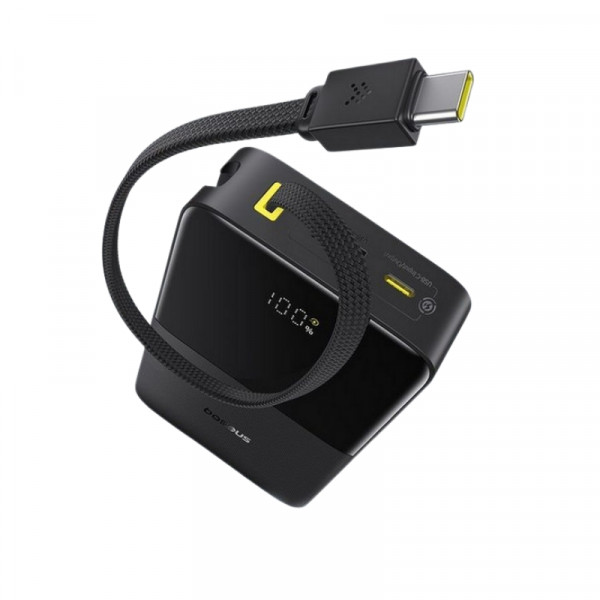 Зовнішній акумулятор Baseus EnerFill FC51 Bipow2 Pro Digital Display Power Bank with Built-in Cable 20000mAh 22.5W Cosmic Black (E0027701)