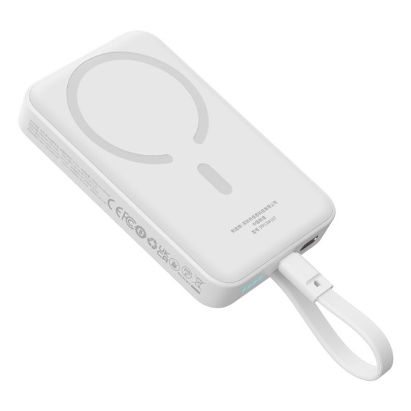 Зовнішній акумулятор Baseus Magnetic Mini Wireless Fast Charge Power Bank Type-C Edition 10000mAh 30W Stellar White