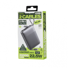 Зовнішній акумулятор REMAX 22.5W Fast Charging Cables Power Bank 20000mAh FC-06 grey (6954851238874)