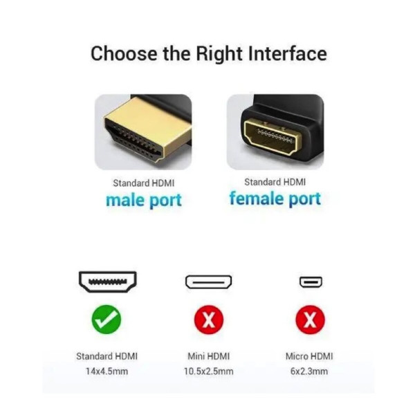 Адаптер Vention HDMI 90 Degree Male to Female Adapter Чорний (AIOB0)