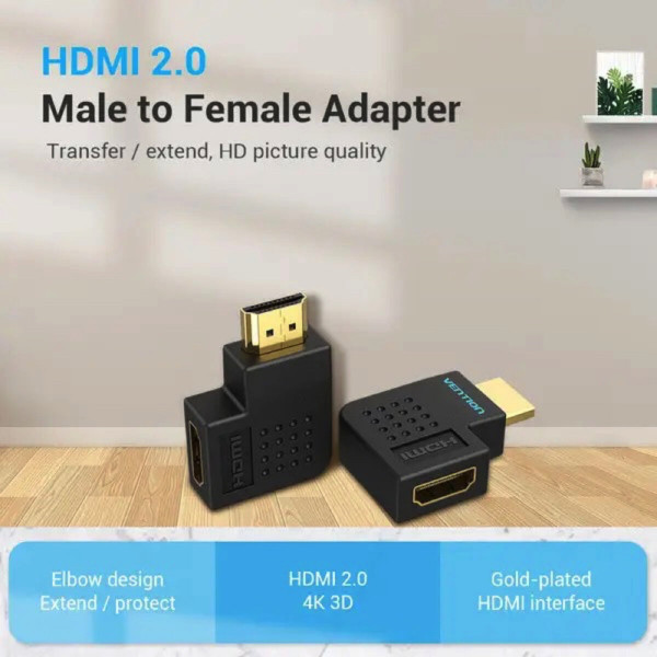 Адаптер Vention HDMI 90 Degree Male to Female Adapter Чорний (AIOB0)