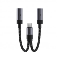 Аудіокабель ACEFAST J14 USB-C 2-in-1 charging audio adapter Black (6974316285823)