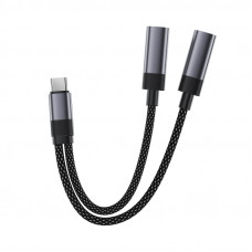 Аудіокабель ACEFAST J14 USB-C 2-in-1 charging audio adapter Black (6974316285823)
