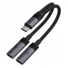 Аудіокабель ACEFAST J14 USB-C 2-in-1 charging audio adapter Black (6974316285823)