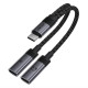 Аудіокабель ACEFAST J14 USB-C 2-in-1 charging audio adapter Black (6974316285823)