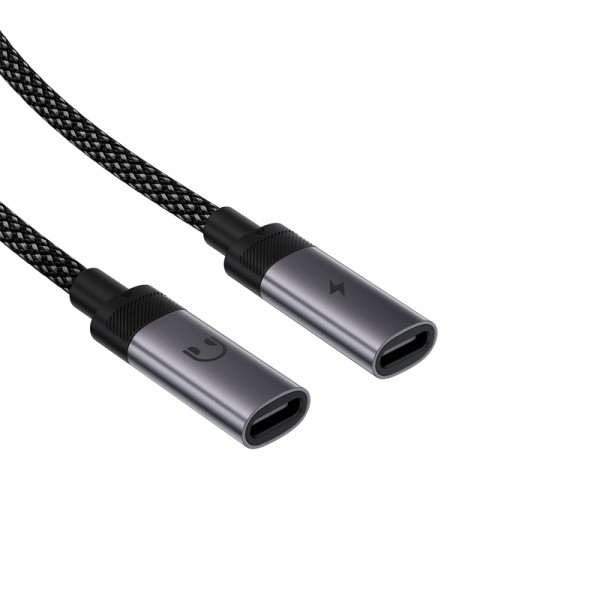 Аудіокабель ACEFAST J14 USB-C 2-in-1 charging audio adapter Black (6974316285823)