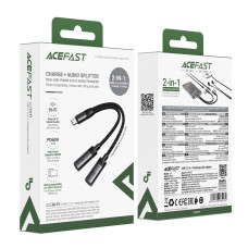 Аудіокабель ACEFAST J14 USB-C 2-in-1 charging audio adapter Black (6974316285823)