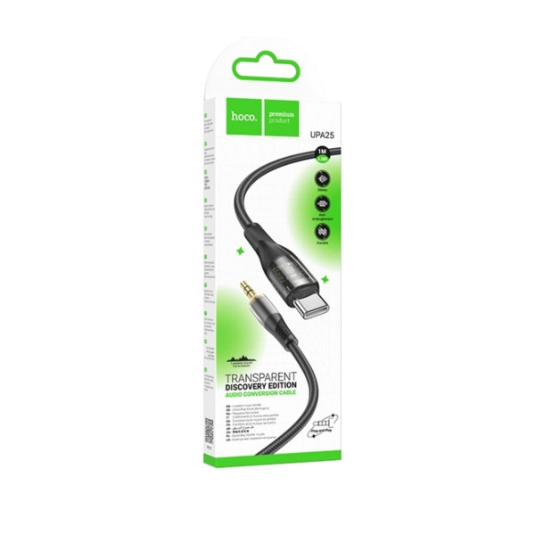Аудіокабель HOCO UPA25 Transparent Discovery Edition Digital audio conversion cable Type-C Чорний