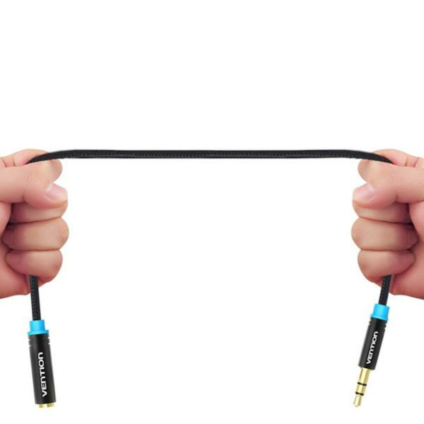 Аудіокабель Vention Cotton Braided 3.5mm Audio Extension Cable 5M Black Metal Type (VAB-B06-B500-M)
