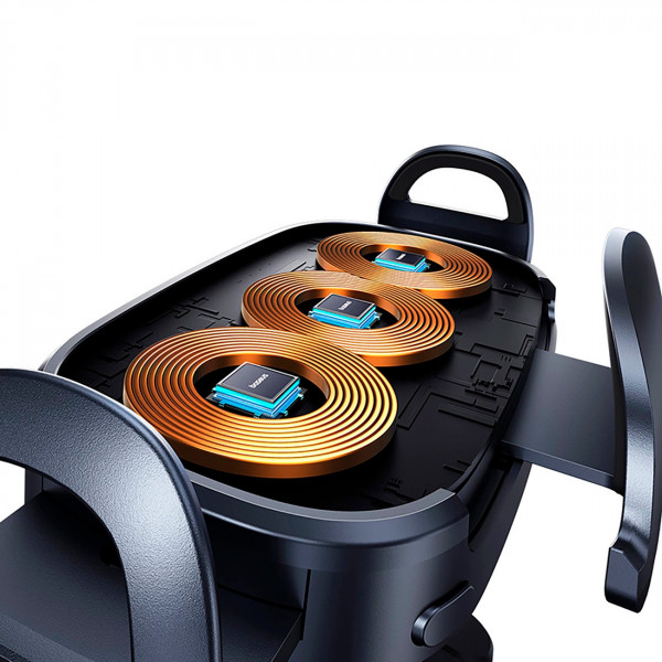 Автомобільний тримач з БЗП Baseus LightChaser Series Triple-Coil Wireless Charging Electric Car Mount Cluster Чорний