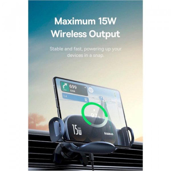 Автомобільний тримач з БЗП Baseus LightChaser Series Triple-Coil Wireless Charging Electric Car Mount Cluster Чорний