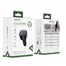 Автомобільний зарядний пристрій ACEFAST B18 200W(2USB-C+USB-A)fast car charger Black (6974316285953)