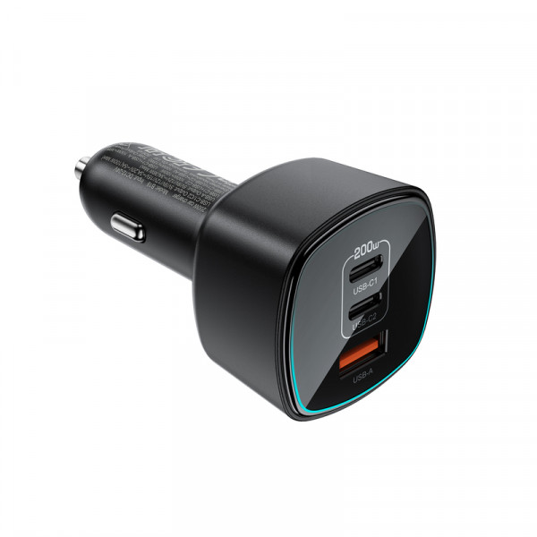 Автомобільний зарядний пристрій ACEFAST B18 200W(2USB-C+USB-A)fast car charger Black (6974316285953)