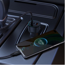 Автомобільний зарядний пристрій ACEFAST B18 200W(2USB-C+USB-A)fast car charger Black (6974316285953)