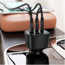 Автомобільний зарядний пристрій ACEFAST B18 200W(2USB-C+USB-A)fast car charger Black (6974316285953)