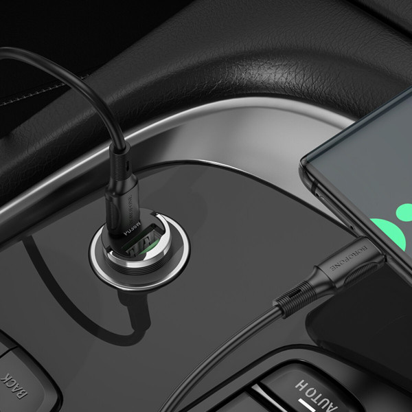 Автомобільний зарядний пристрій BOROFONE BZ29A Talented PD36W+QC3.0 car charger set(Type-C to Type-C) Чорний
