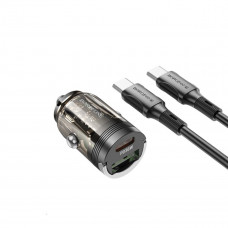 Автомобільний зарядний пристрій BOROFONE BZ29A Talented PD36W+QC3.0 car charger set(Type-C to Type-C) Чорний