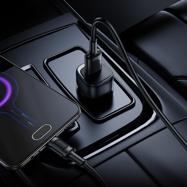 Автомобільний зарядний пристрій BOROFONE BZ34 Cloud single port QC3.0 car charger set(Micro) Black (6941991122279)