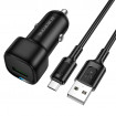Автомобільний зарядний пристрій BOROFONE BZ34 Cloud single port QC3.0 car charger set(Micro) Black (6941991122279)