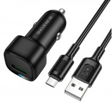 Автомобільний зарядний пристрій BOROFONE BZ34 Cloud single port QC3.0 car charger set(Micro) Black (6941991122279)