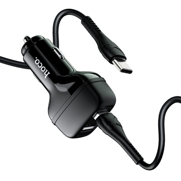 Автомобільний зарядний пристрій HOCO Z36 Leader dual port car charger set(Type-C) Чорний