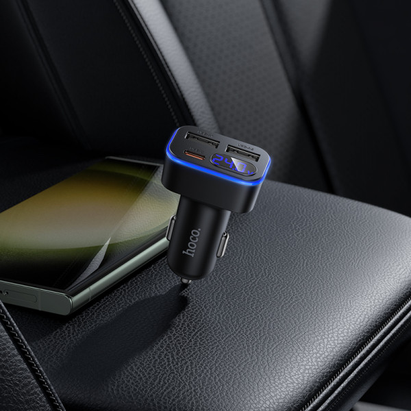 Автомобільний зарядний пристрій HOCO Z63A Barry 42W(1C2A) digital display car charger Black (6942007666213)