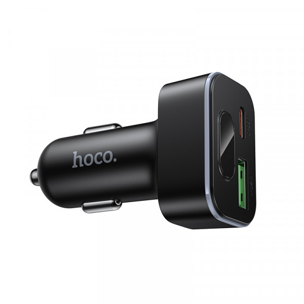 Автомобільний зарядний пристрій HOCO Z63B Barry 48W dual port PD30W+QC3.0 digital display car charger (6942007666244)