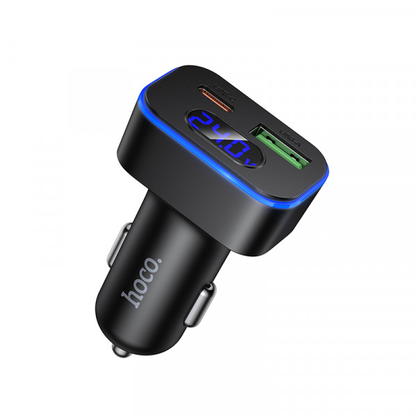 Автомобільний зарядний пристрій HOCO Z63B Barry 48W dual port PD30W+QC3.0 digital display car charger (6942007666244)