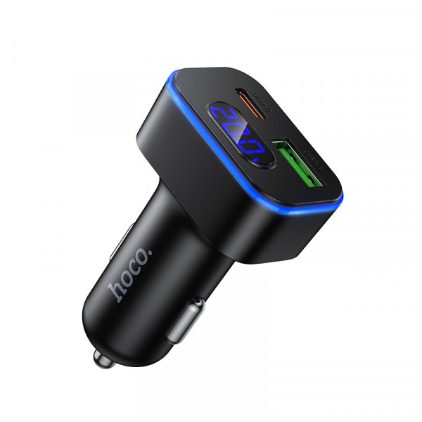 Автомобільний зарядний пристрій HOCO Z63B Barry 48W dual port PD30W+QC3.0 digital display car charger (6942007666244)