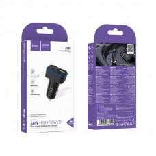 Автомобільний зарядний пристрій HOCO Z63B Barry 48W dual port PD30W+QC3.0 digital display car charger (6942007666244)