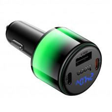 Автомобільний зарядний пристрій HOCO Z69A Vivido PD37W(2C1A) car charger with digital display Black (6942007681568)