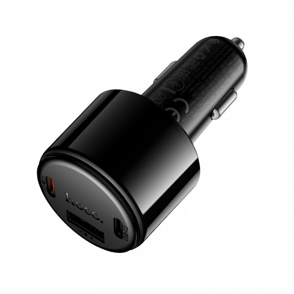 Автомобільний зарядний пристрій HOCO Z69A Vivido PD37W(2C1A) car charger with digital display Black (6942007681568)