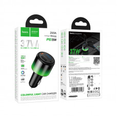 Автомобільний зарядний пристрій HOCO Z69A Vivido PD37W(2C1A) car charger with digital display Black (6942007681568)