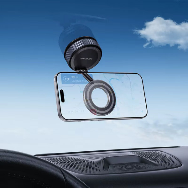 Автотримач для телефона BOROFONE BH144 Custodio vacuum suction cup magnetic holder(multi-scene) black metal gray (6941991127656)