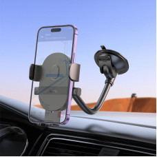 Автотримач для телефона HOCO H20 Mighty one-button car holder(windshield) Black (6942007601597)