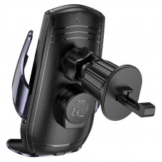 Автотримач для телефона з БЗП HOCO CA202 Plus Enlightener infrared induction wireless charging car holder(air outlet) Black metal gray (6942007623469)