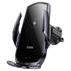 Автотримач для телефона з БЗП HOCO CA202 Plus Enlightener infrared induction wireless charging car holder(air outlet) Black metal gray (6942007623469)