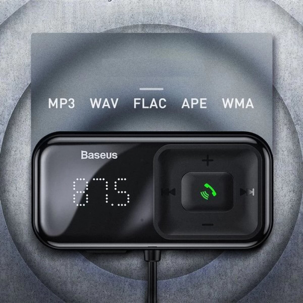 АЗП з FM-модулятором Baseus T Shaped S-16 Car Блакитнийtooth MP3 Player Чорний