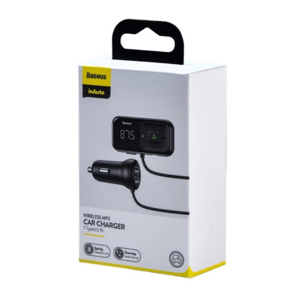 АЗП з FM-модулятором Baseus T Shaped S-16 Car Bluetooth MP3 Player Чорний