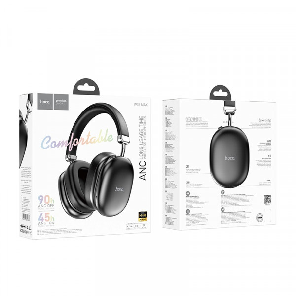 Бездротові накладні навушники HOCO W35 Max Auspicious ANC noise reduction BT headphones Black (6942007631280)