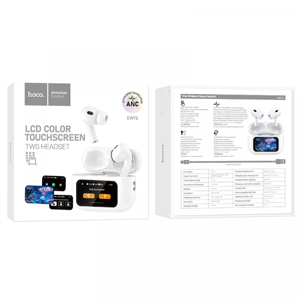 Бездротові навушники HOCO EW72 Soar true wireless ANC Noise Reduction touch screen BT headset Білий