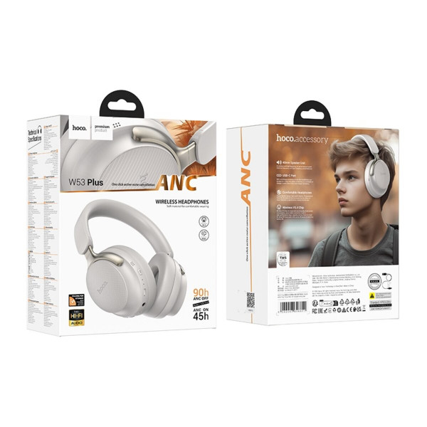 Бездротові навушники HOCO W53 Plus Tone ANC BT headphones Gray