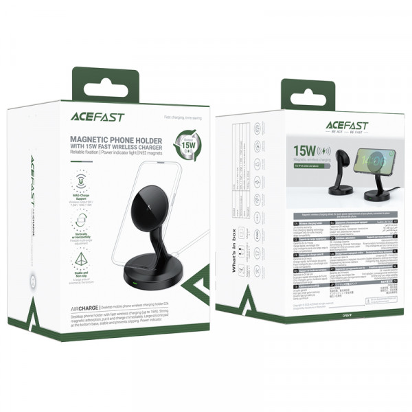 Бездротовий мультизарядний пристрій ACEFAST E26 desktop mobile phone wireless charging holder Black (6974316284819)