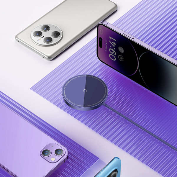 Бездротовий зарядний пристрій Baseus Simple Mini3 Magnetic Wireless Charger 15W Dusty Purple