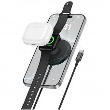Бездротовий зарядний пристрій BOROFONE BQ41 Glory 3-in-1 magnetic wireless fast charging Black (6941991125553)