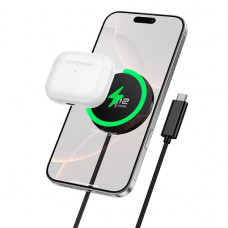 Бездротовий зарядний пристрій HOCO CW63 Pro Fast Qi2.2 magnetic wireless fast charger Black (6942007676946)