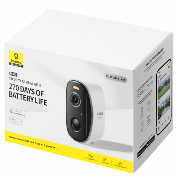 Додаткова IP-камера відеоспостереження Baseus Security N1 Plus Outdoor Camera 2K White (S0TZ002130)