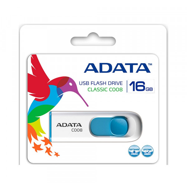 Флеш-накопичувач ADATA USB 2.0 C008 16Gb White/Blue (AC008-16G-RWE)
