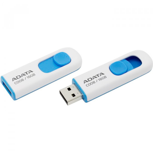 Флеш-накопичувач ADATA USB 2.0 C008 16Gb White/Blue (AC008-16G-RWE)